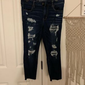 Cropped ripped jeans